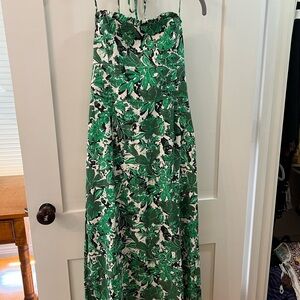 Free People Green Floral Midi Dress linen